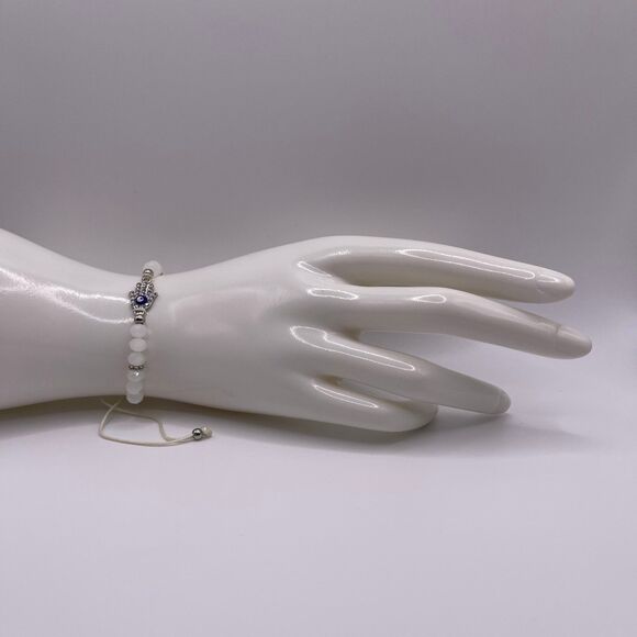 D’Bello Women’s White Beaded Evil Eye String Bracelet - Picture 1 of 8